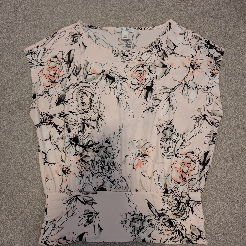 White House Black Market Black and White Floral Blouse - Picture 2 of 6
